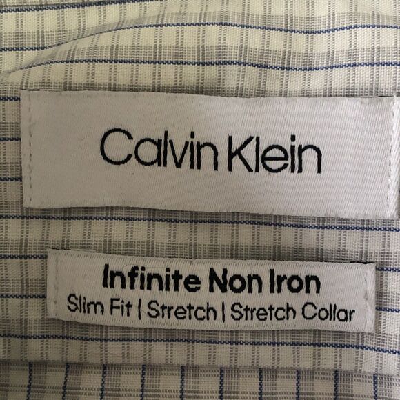 Calvin Klein Men's Infinite Non-Iron Slim Fit Stretch Collar Size 17 34/35 XL - Picture 3 of 14
